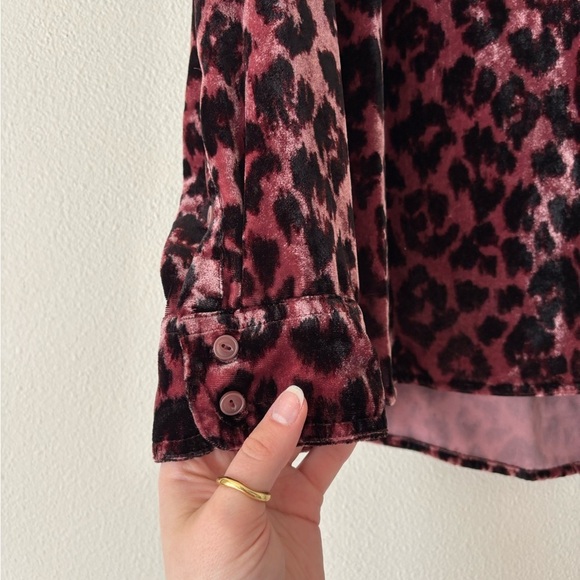 J. Crew Leopard Print Long Sleeve Velvet Button Down Shirt S/M - Picture 7 of 8